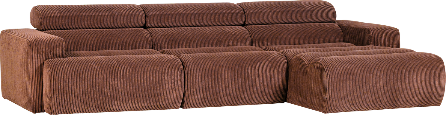 Loungesofa Modul Højrevendt Woood Novi Ribstof Terra 300ã 173 Chaiselong Justerbar Nakkestøtte