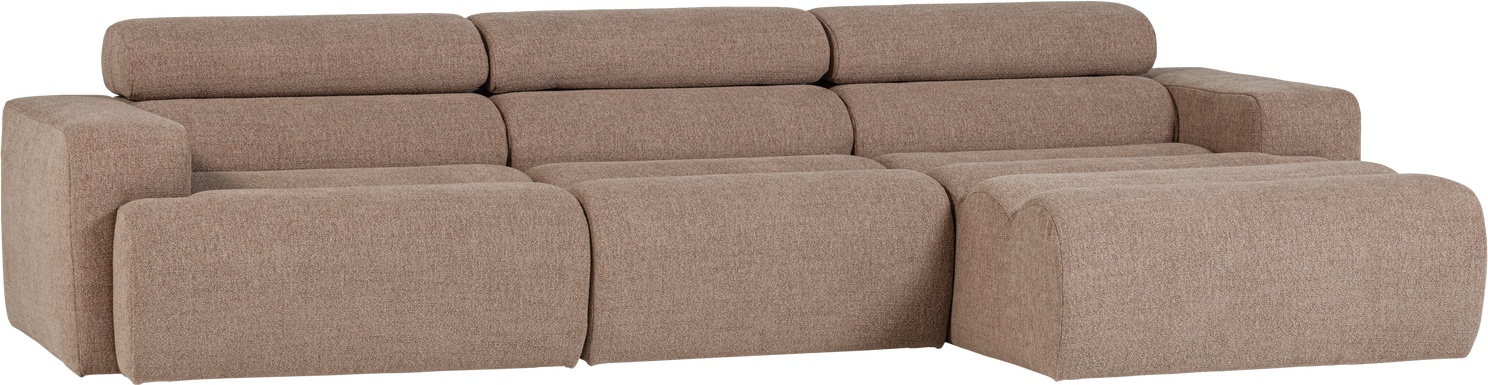 Loungesofa Modul Højrevendt Woood Novi Bouclé Taupe Chaiselong H73ã B300ã D173 Justerbar Nakkestøtte