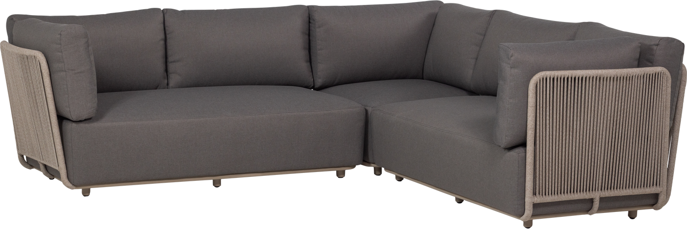 Udendørs Hjørnesofa Woood Collection Loungesæt  Brun  269x269    Metalstel Med Polyesterreb  Olefin Hynder   -   Fugtbestandig
