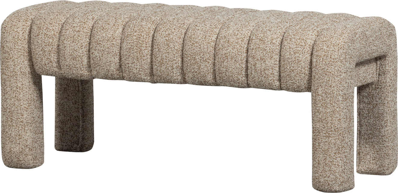 Bænk Woood Collection Polstret Bouclé Brun Fsc-ramme 110x48x43