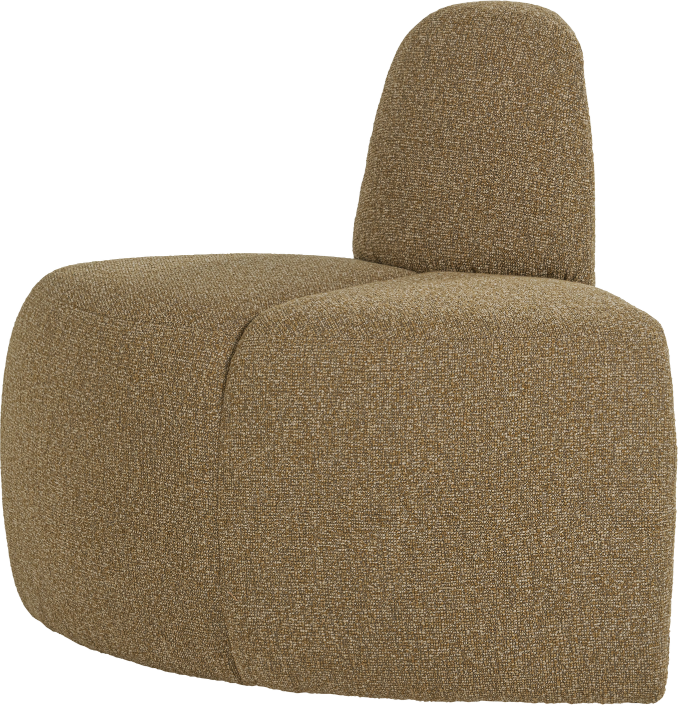 Spisebænk Sofabænk Woood Mojo  Okkergul Bouclé  Fsc-ramme  H83xb100xd74    Rundt Ryglæn