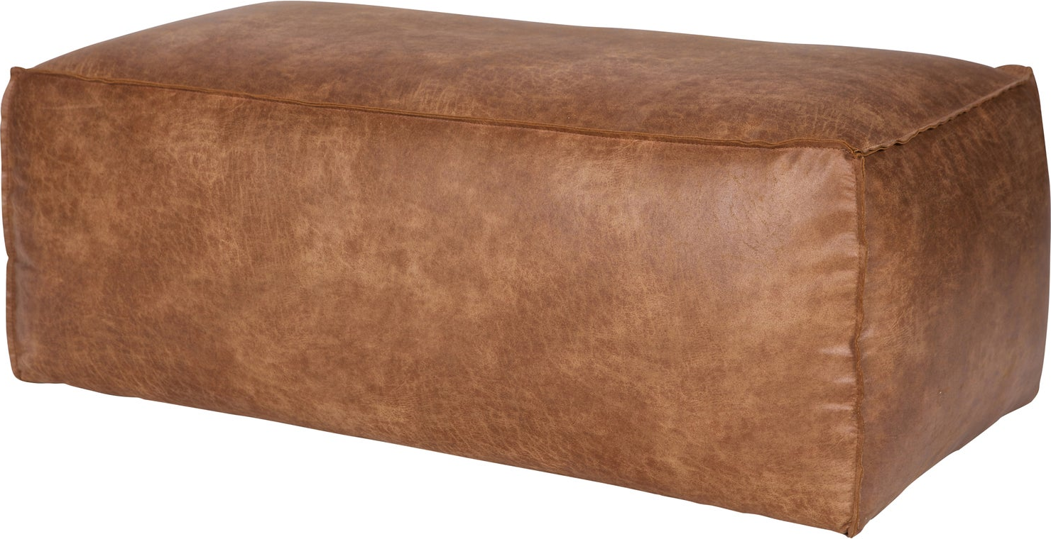 Puf Woood Rodeo Cognac Ecoleather 70 Læder Genanvendt Læder Fodskammel Ekstra Siddeplads