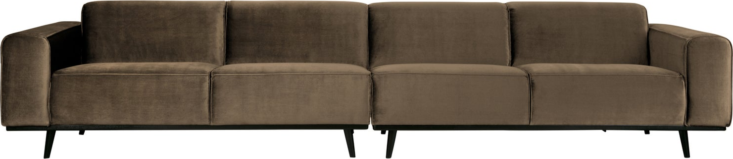 -personers Sofa Woood Statement Taupe Velour Fløjl 372 Bred Rummelig Modulsofa