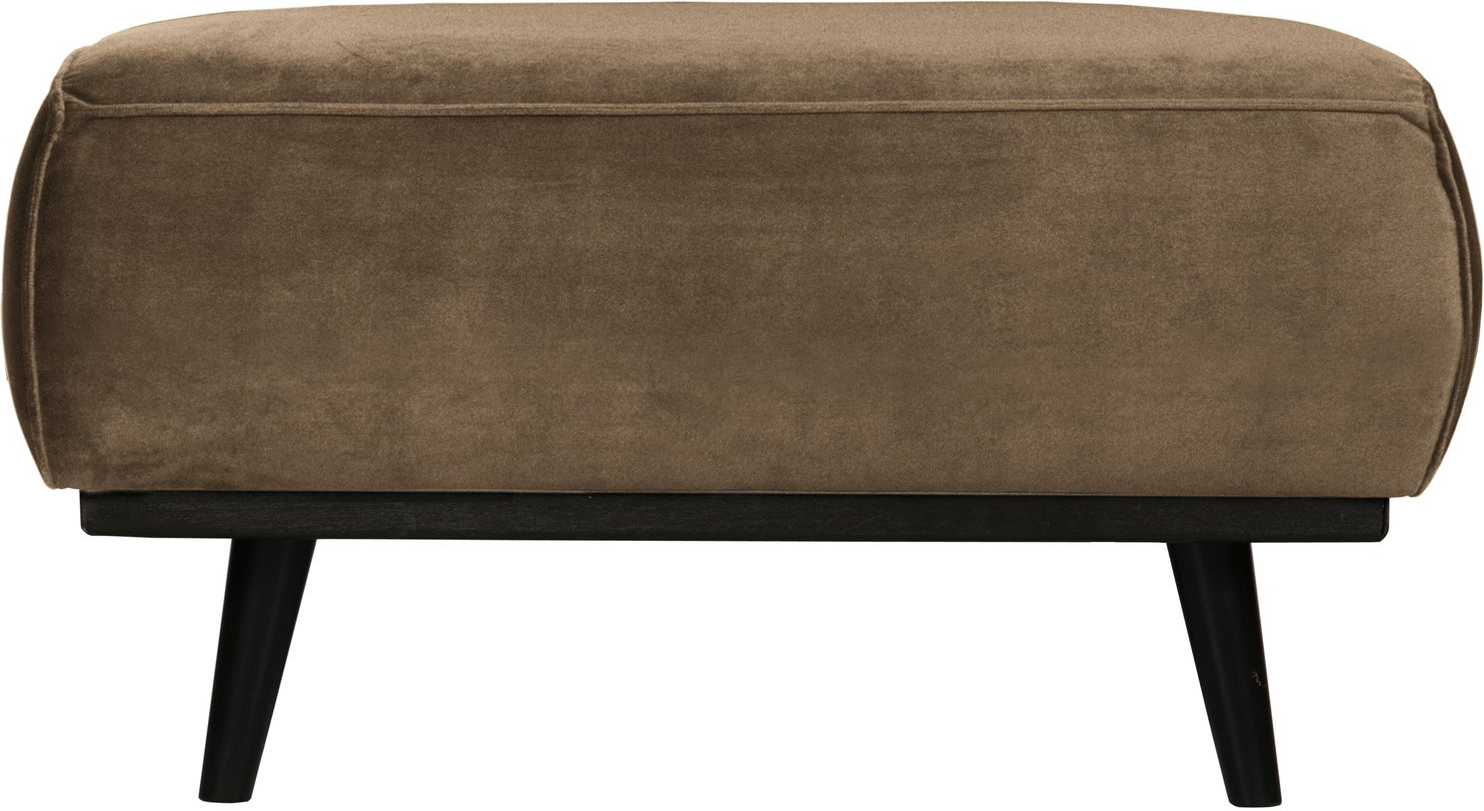 Puf Woood Statement Taupe Velour Fløjl 40x80x55 Siddepuf Fodskammel