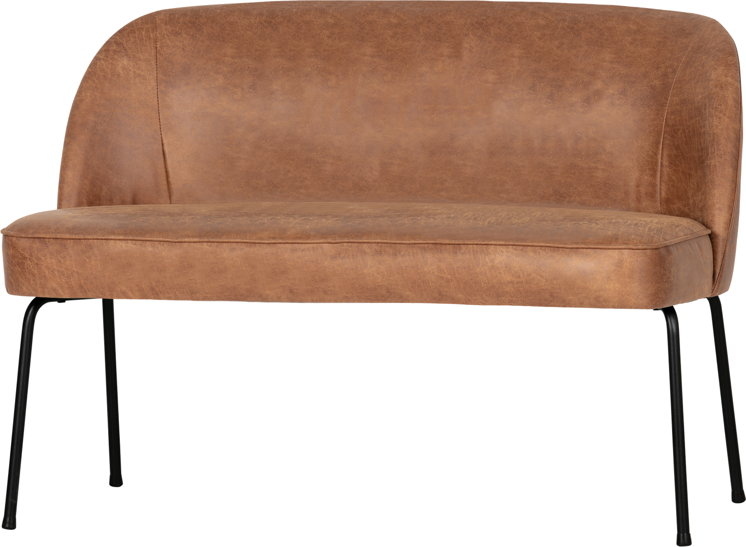 Loungesofa Sofabænk Woood Vogue Polstret Cognac Kunstlæder Ecoleather B120 D59 H82 Mat Sort Metalstel