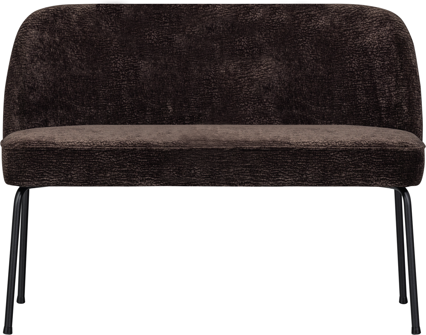 Loungesofa Sofabænk Woood Vogue Mørkebrun Drew Chenille Mat Sort Stel B120xd59xh83