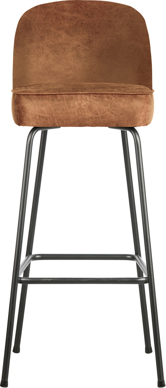 Barstol Woood Vogue Cognac Kunstlæder Ecoleather Sort Pulverlakeret Metalramme Sædehøjde 80