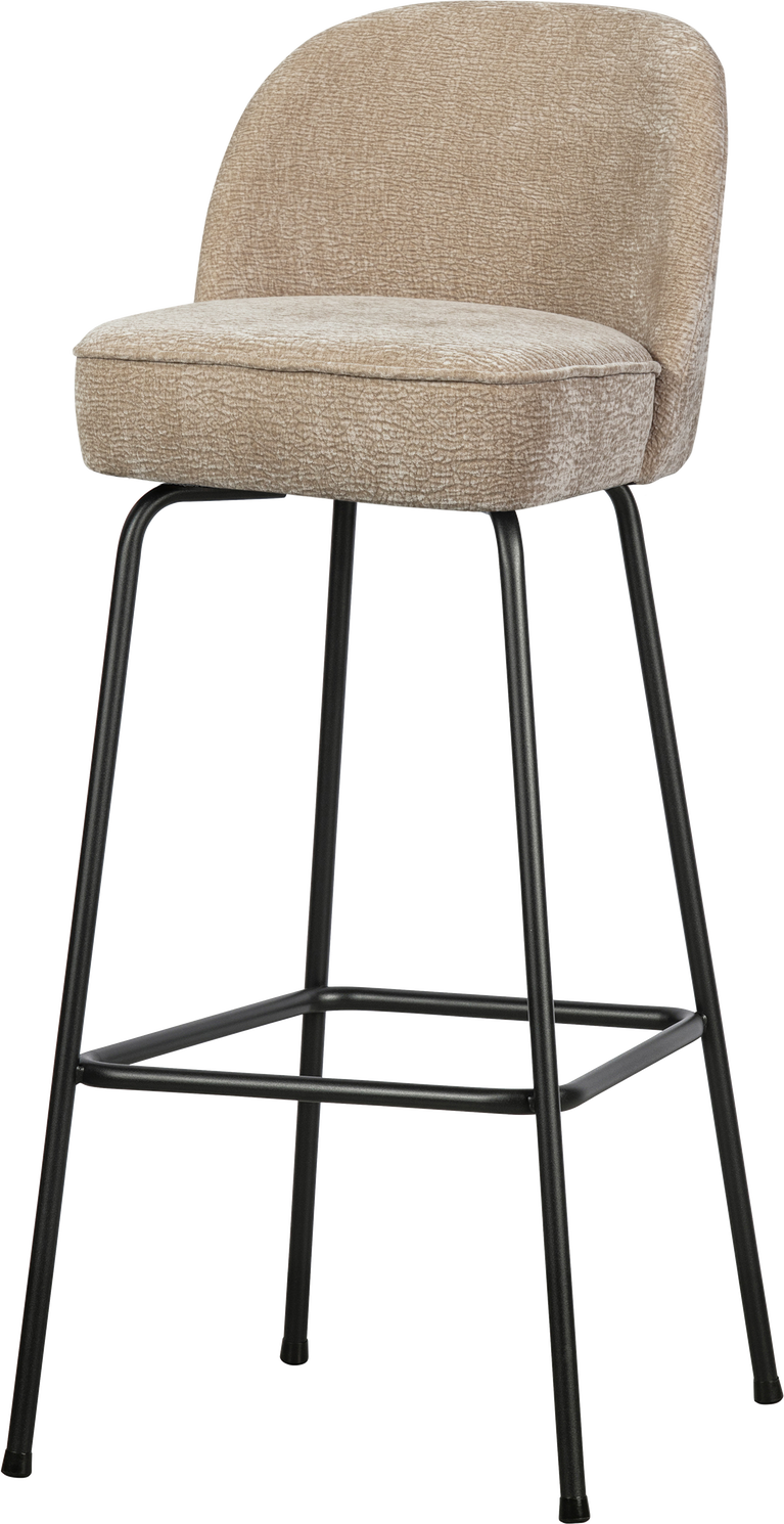 Barstol Woood Vogue Sand 3d Chenille Sorte Pulverlakerede Metalben Sædehøjde 80