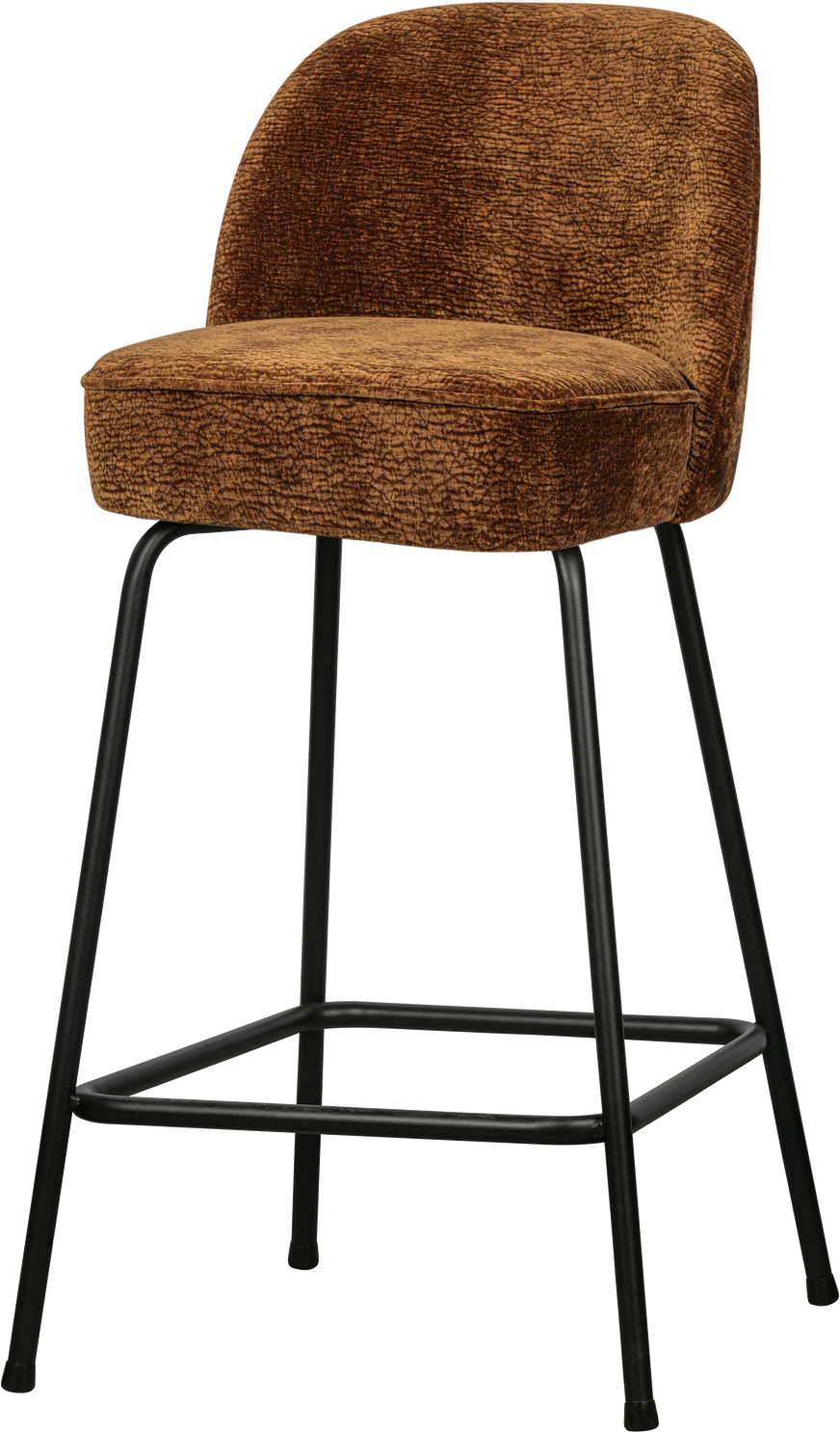 Barstol Woood Vogue Mellembrun 3d-chenille Sort Pulverlakeret Metalbase Sædehøjde 65