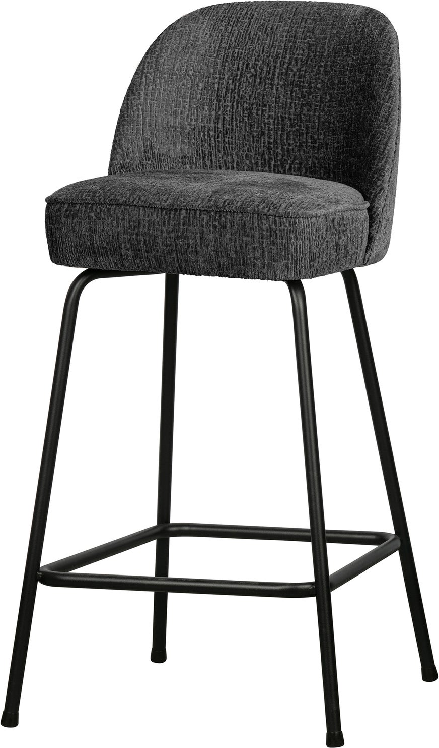 Barstol Woood Vogue Strukturfløjl Velour Mountain Grå Mat Sort Metalstel Siddehøjde 65