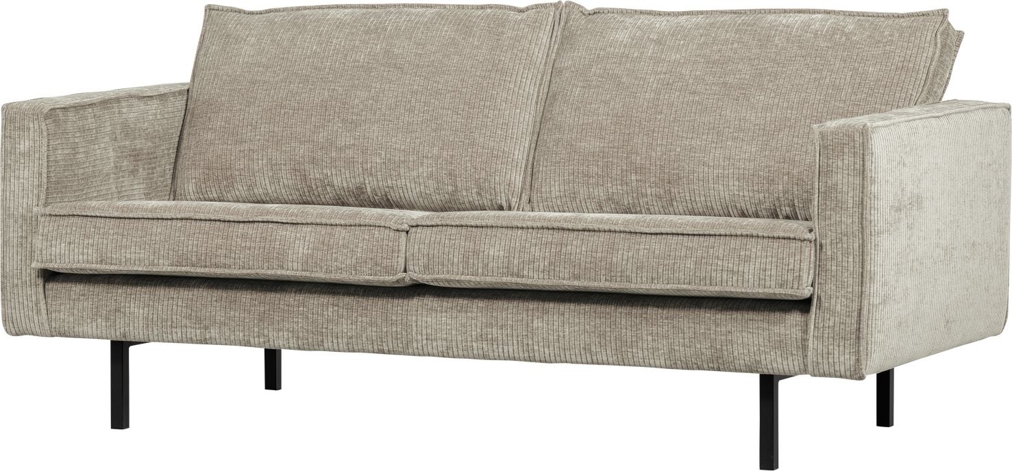 -personers Sofa Woood Rodeo Jacquardvævet Ribstof Mørk Sand 100 Polyester Faste Sæder Metalben