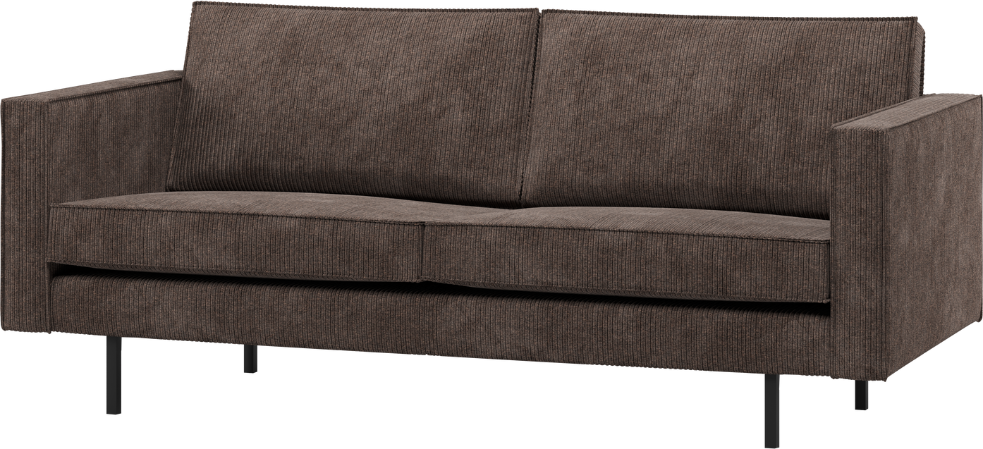 -personers Sofa Woood Rodeo Brun Ribstof 100 Polyester Fløjlsagtig Metalben Moderne