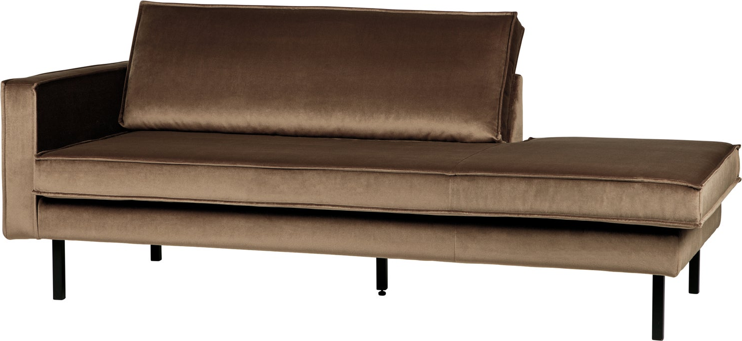 Daybed Woood Rodeo Venstrevendt 203x86 Taupe Jarra-velour Metalstel