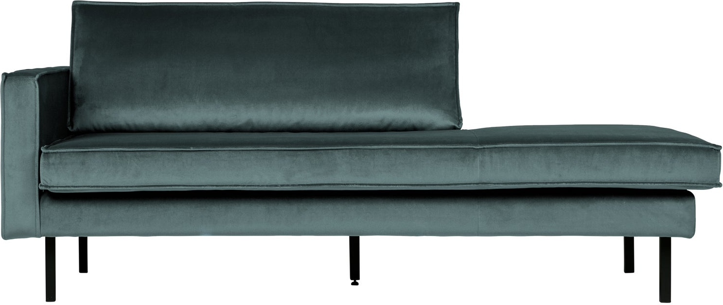 Daybed Woood Rodeo Venstrevendt 203 Dyb Blå Fløjl Velour Med Metalben Fast Siddekomfort