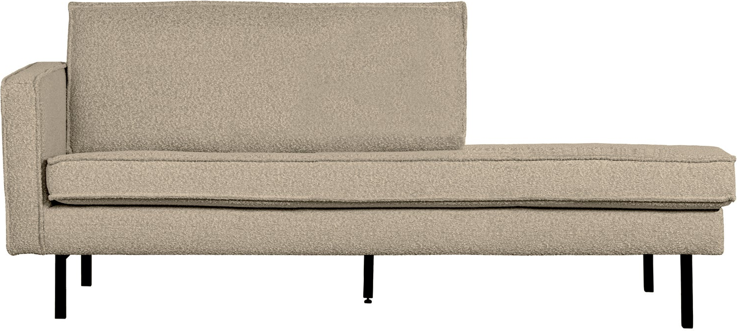 Daybed Woood Rodeo Venstrevendt Beige Bouclé Loungemøbel Med Metalben