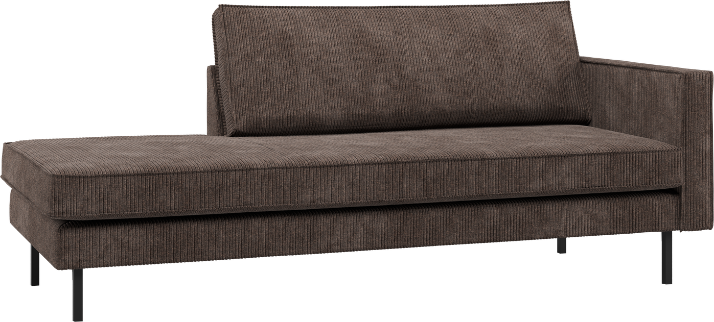 Daybed Woood Rodeo Højrevendt 203x86 Brun Ribstof Velours