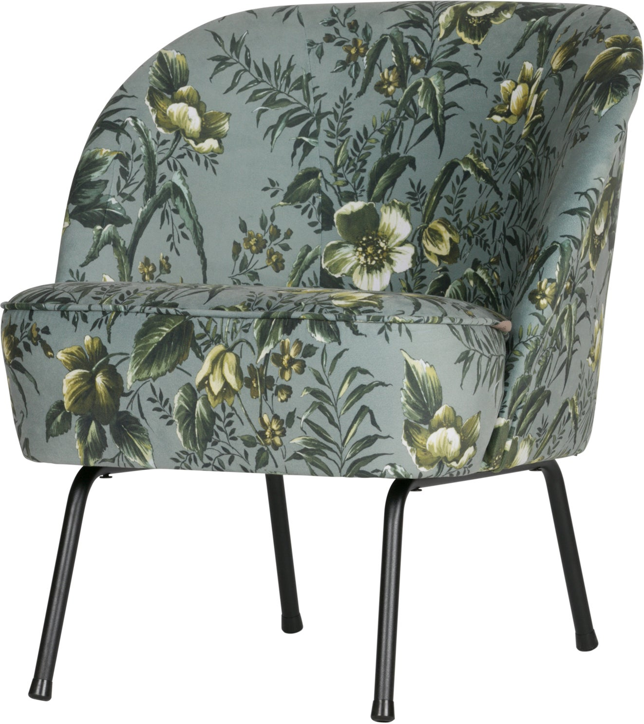 Loungestol Woood Vogue Velour Lænestol Poppy Grå Mat Sort Metalben Kompakt H69xb57xd70
