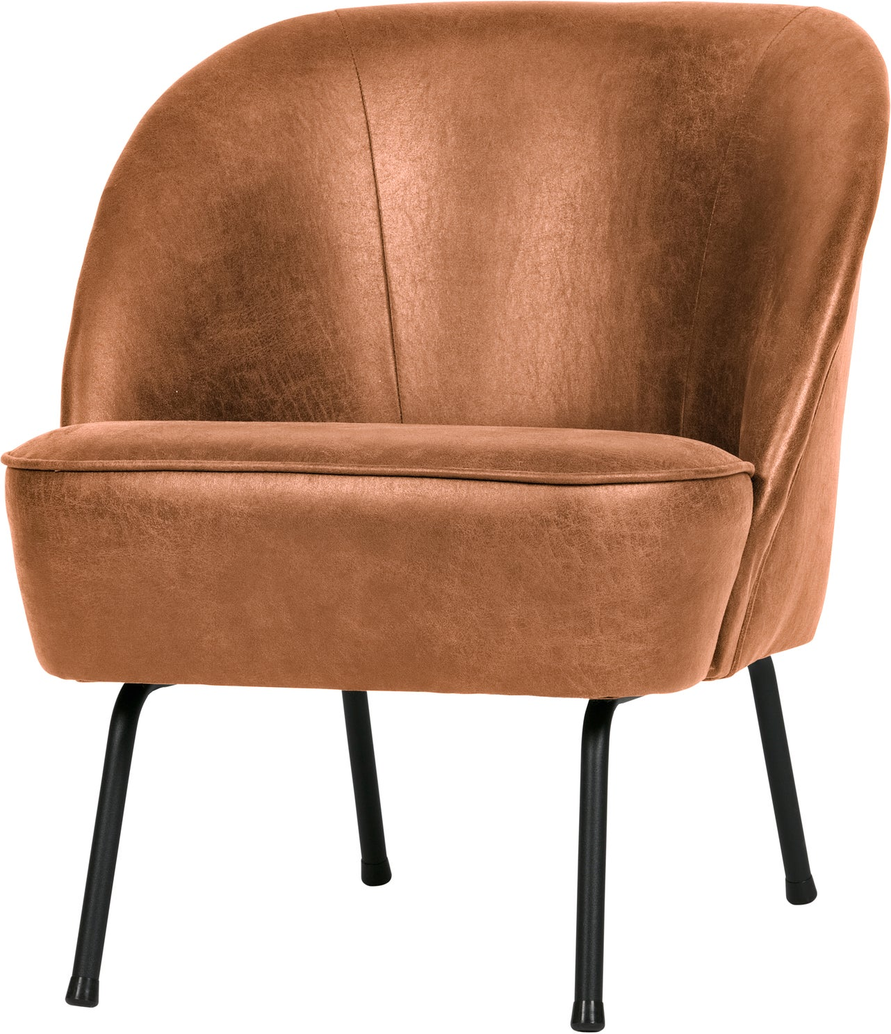 Loungestol Woood Vogue Cognac Ecoleder Lænestol Med Mat Sort Metalstel