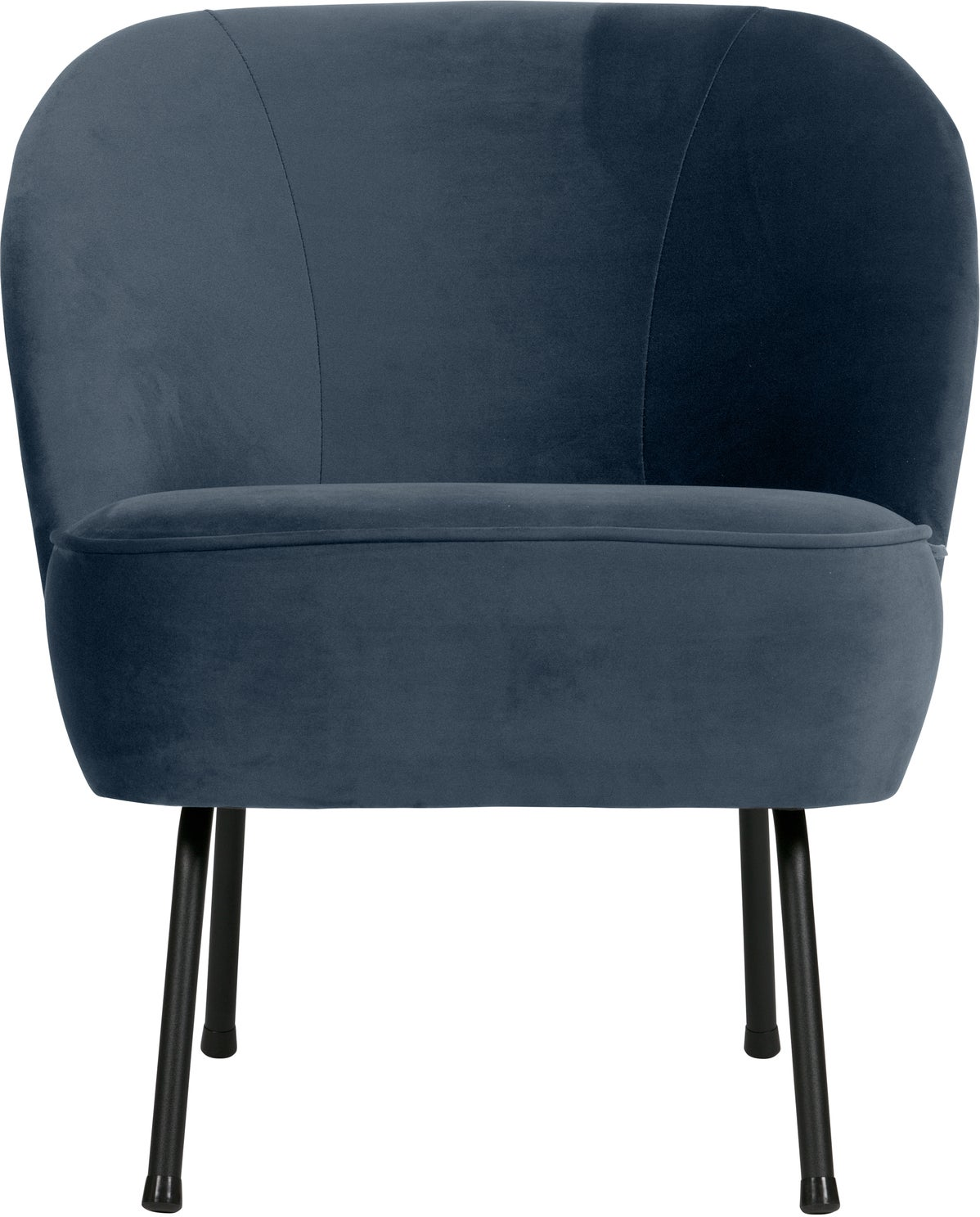 Loungestol Woood Vogue Blå Velour Lænestol Med Matsorte Metalben Fyldig Polstring