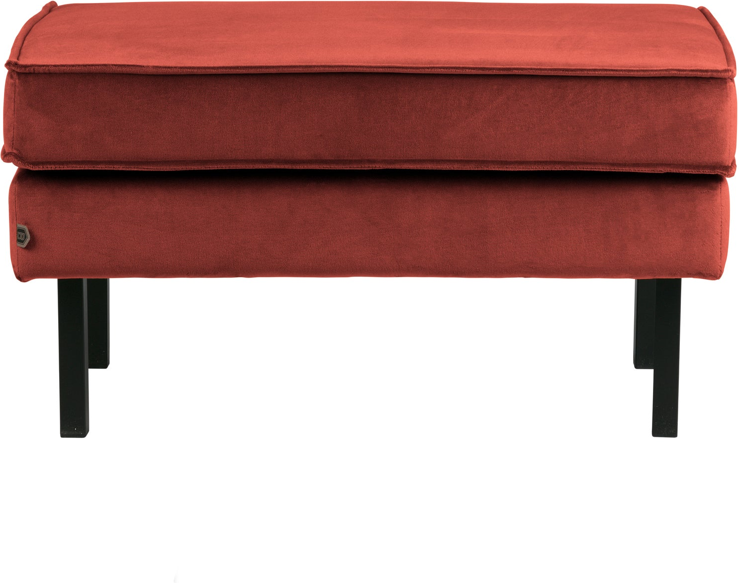 Skammel Woood Rodeo Puf   Kastanjebrunt Velour 84x54x45   Metalben