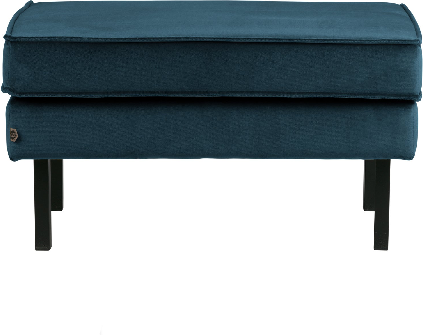 Skammel Woood Rodeo  Blå Jarra Velour Puf Fodskammel  Metalben  H45ã B84ã D54