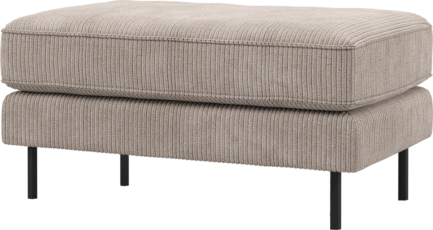 Skammel Puf Woood Rodeo Jacquardvævet Ribstof Mørk Sand 84x54x45