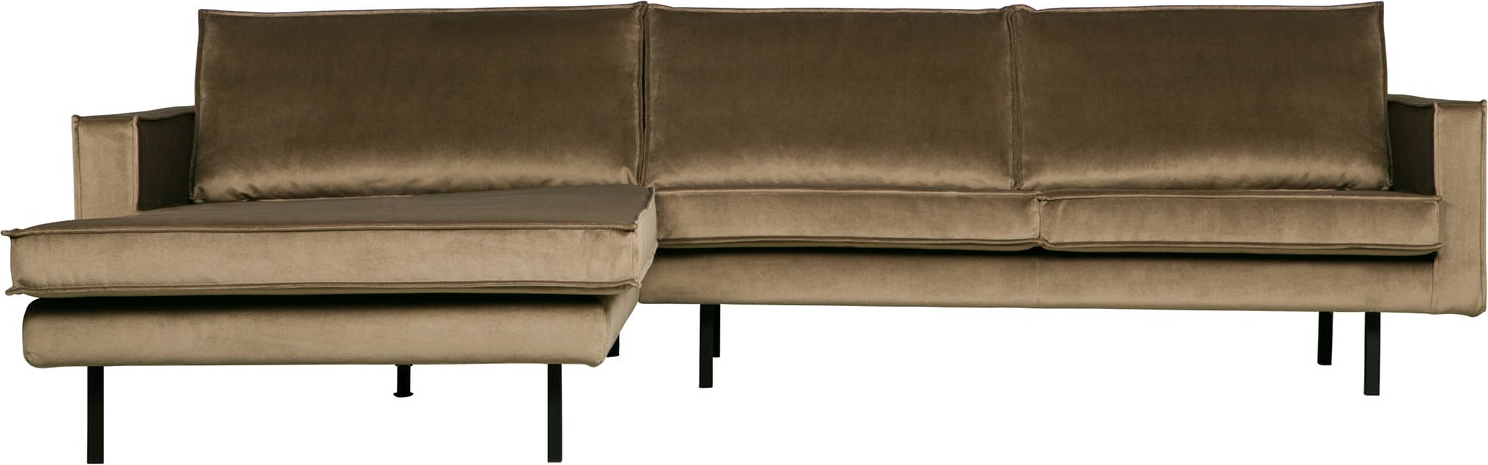 Loungemodul Woood Rodeo Venstrevendt Chaiselong Taupe Velour Fast Komfort