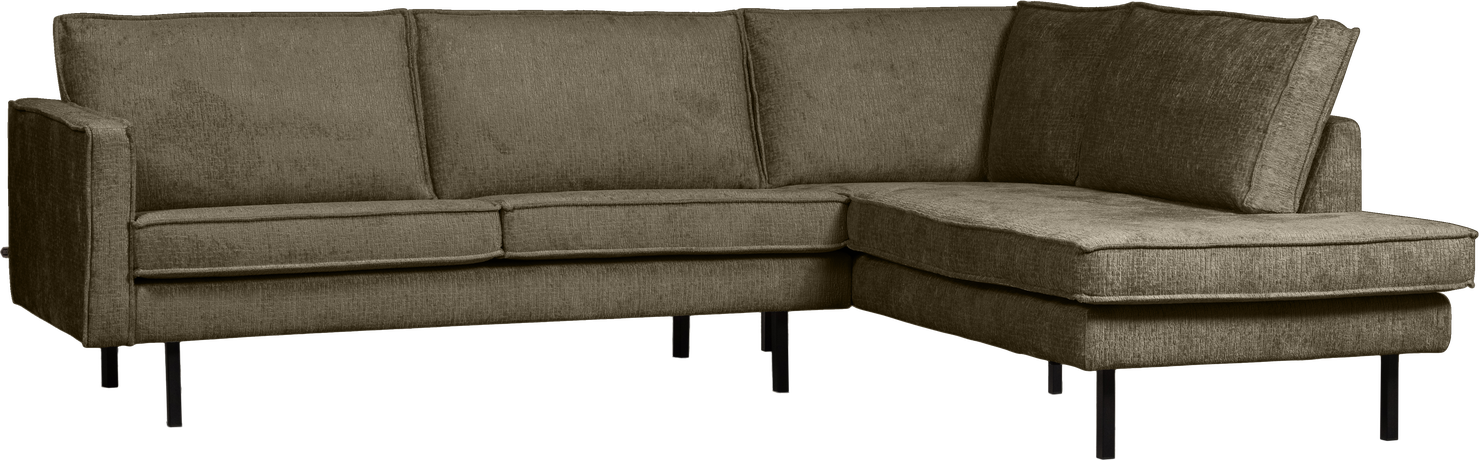 Hjørnesofa Højrevendt Woood Rodeo Loungesofa Grøn Bonsai Strukturvelour 85ã 266ã 213