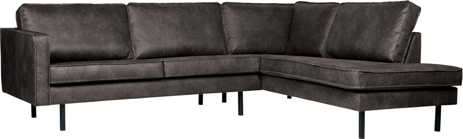 Loungesofa Woood Rodeo Hjørnesofa Højre Genanvendt Læder Sort Pers Chaiselong 213