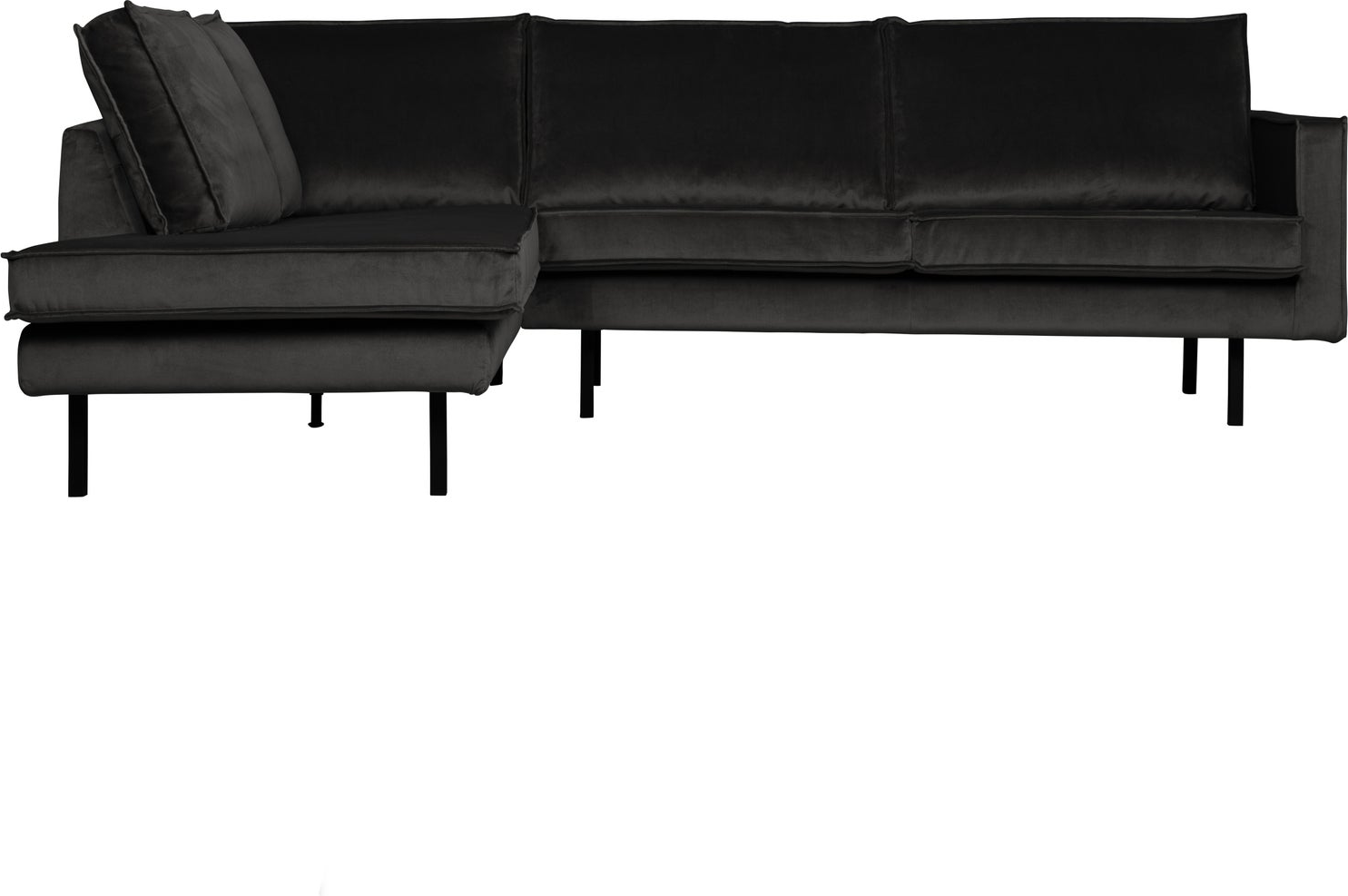 Hjørnesofa Loungesofa Woood Rodeo Venstrevendt Chaiselong -personers Antracit Velour Metalben