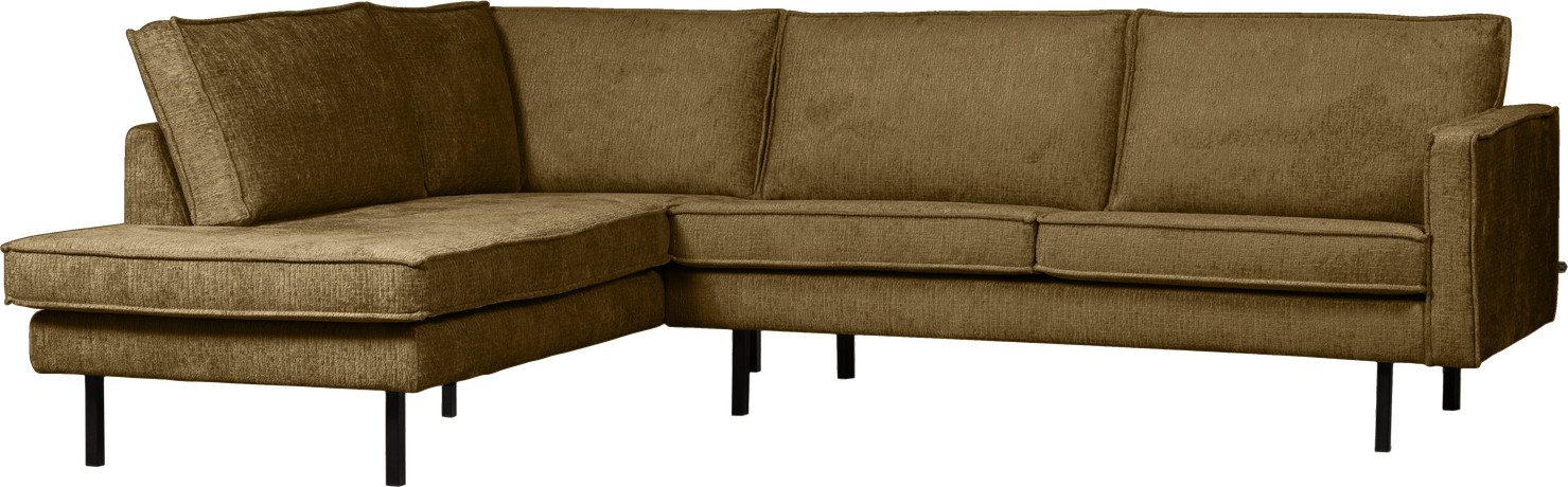 Hjørnesofa Woood Rodeo Venstre 266 Guld Struktureret Velour Loungesofa