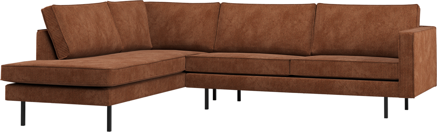 Loungesofa Woood Rodeo Hjørnesofa Rustbrun Venstrevendt Ribstof 266x213
