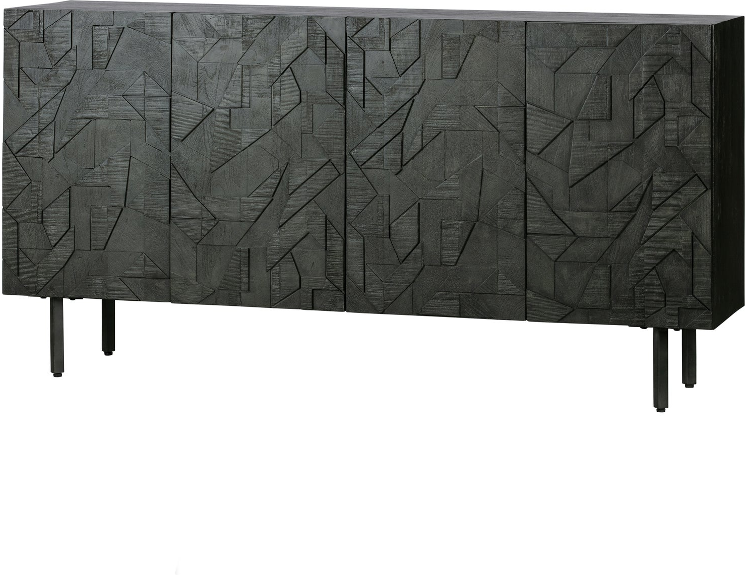 Skænk Woood Collection H83xb160xd40 Mangotræ Metal Sort Låger Soft-close