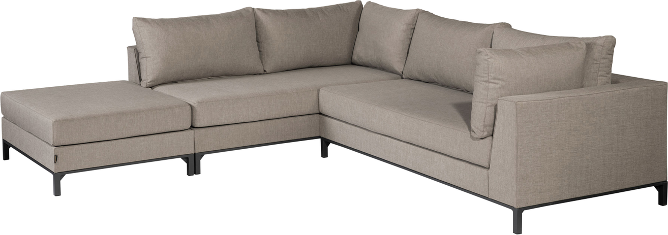 Udendørs Hjørnesofa Woood Siciliã  Taupe  Aluminium Ramme  Vandtæt Tekstil  262x246    Plads Til  -  Pers  Højrevendt
