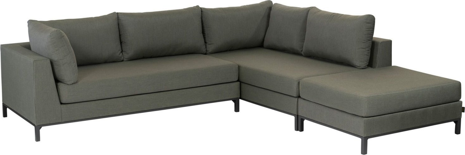 Udendørs Hjørnesofa Woood Siciliã    Dele Loungesæt  Grøn  Aluminiumsramme  Nova Outdoor-stof   -resistent  246x262    Højrevendt