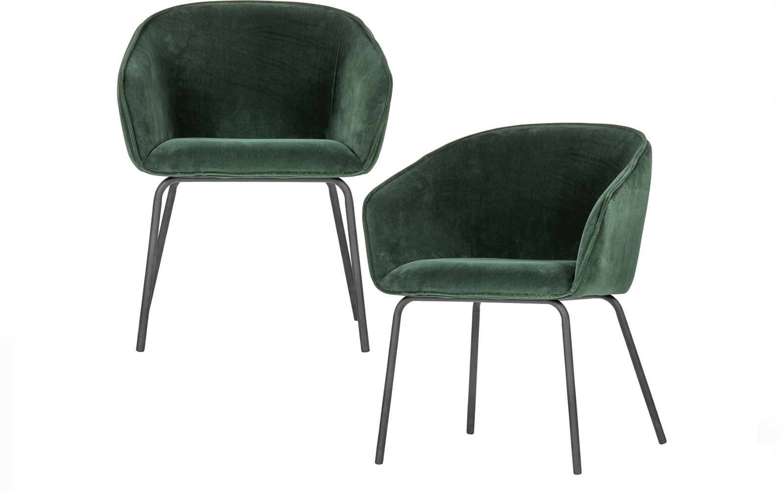 Woood Sien Spisebordsstol Med Armlæn   Mørkegrøn Fløjl   Sæt Med   Spisestuestole