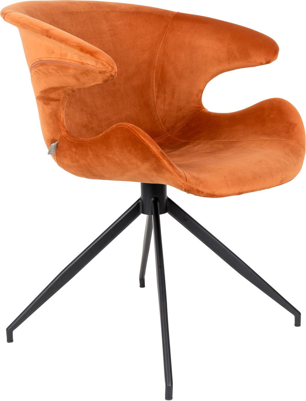 Spisebordsstol Med Armlæn Zuiver Mia Plyspolstret Polyester Brændt Orange Med Sorte Stålben