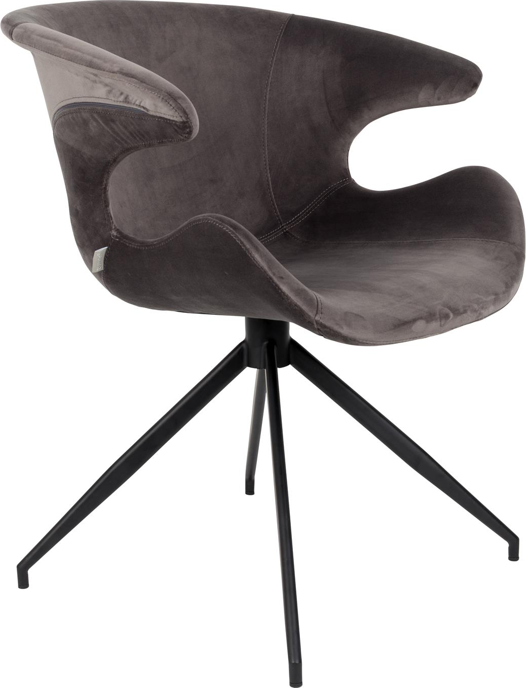 Spisebordsstol Med Armlæn Zuiver Mia Askegrå Polstret Polyester Stålben Minimalistisk Design