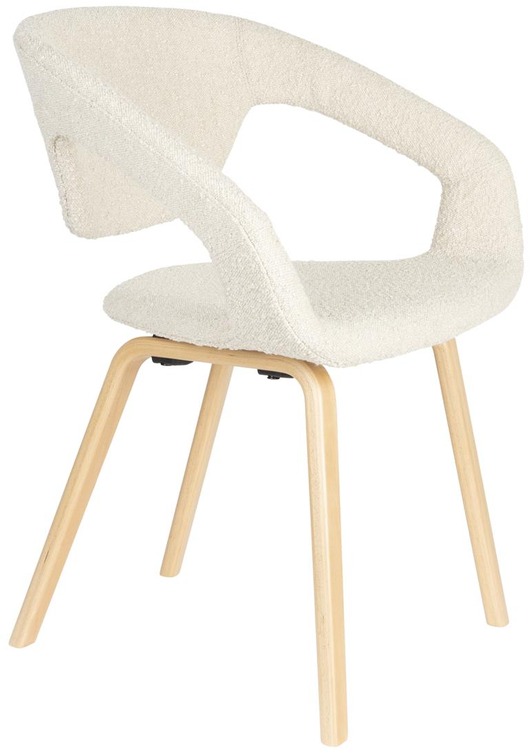 Spisestol Med Armlæn Zuiver Flexback Bouclé Perlemor Bøgetræ