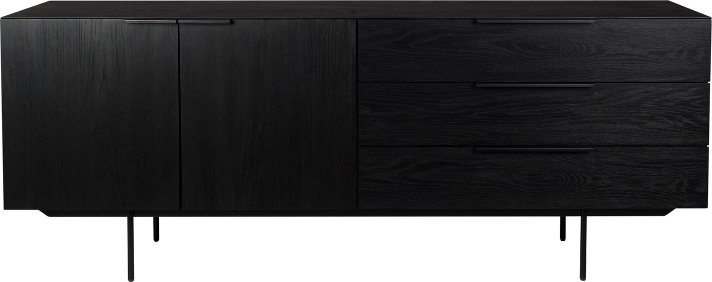 Skænk Zuiver Travis Mid-century Modern Kulsort Egefiner Sort Pulverlakeret Stål H70 5x180x45