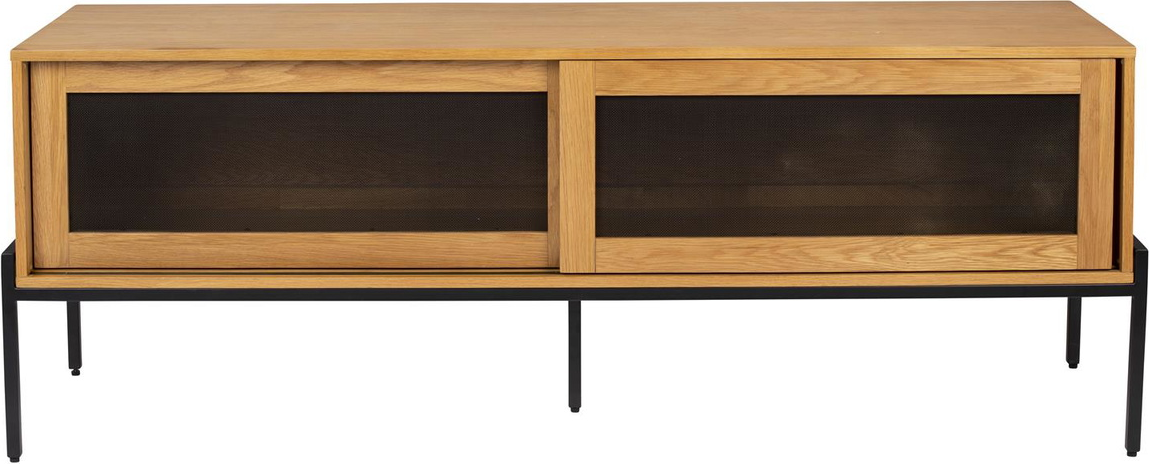 Skænk Zuiver Hardy Natur Egetræsfiner H60xb160xd45   Stålstel Metalnet Skydedøre