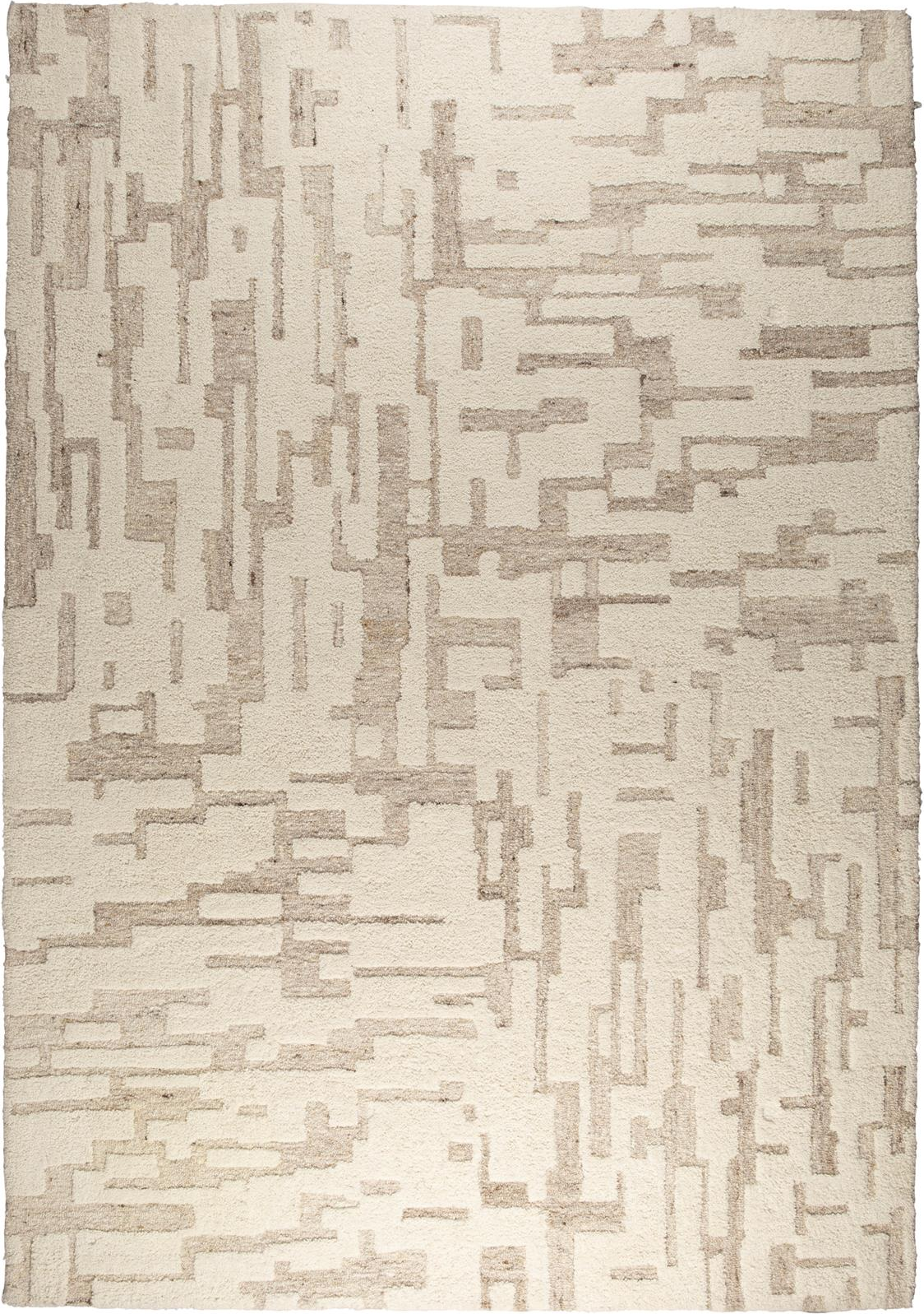 Gulvtæppe Zuiver Hills Håndvævet Lysgrå Med Asymmetrisk Mønster 160x230 Uld Polyester
