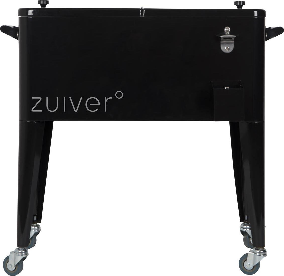Køleboks Zuiver Cooler Kulsort Pulverlakeret Metal 91x39x84 Med Hjul Flaskeåbner