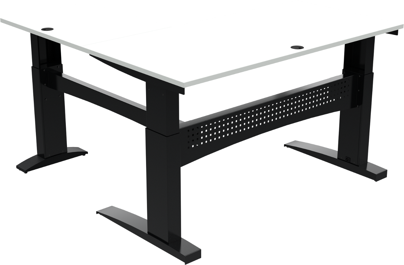 Trebenet Hæve-/Sænkebord Zennord Flexdesk 160x160 Hvid/Sort