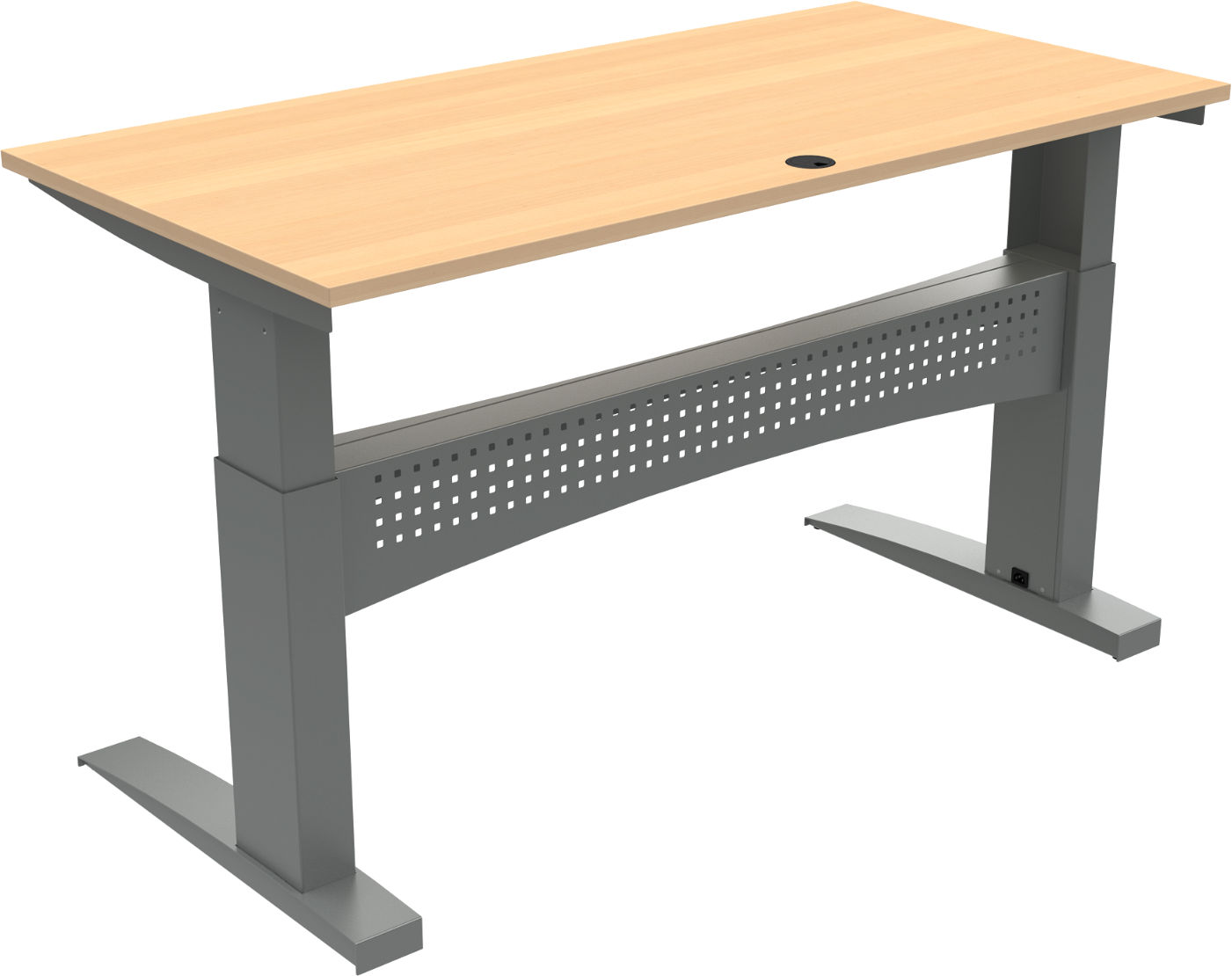 Zennord Flexdesk Hæve-Sænkebord 160x80 cm - Naturbøg/Sølv