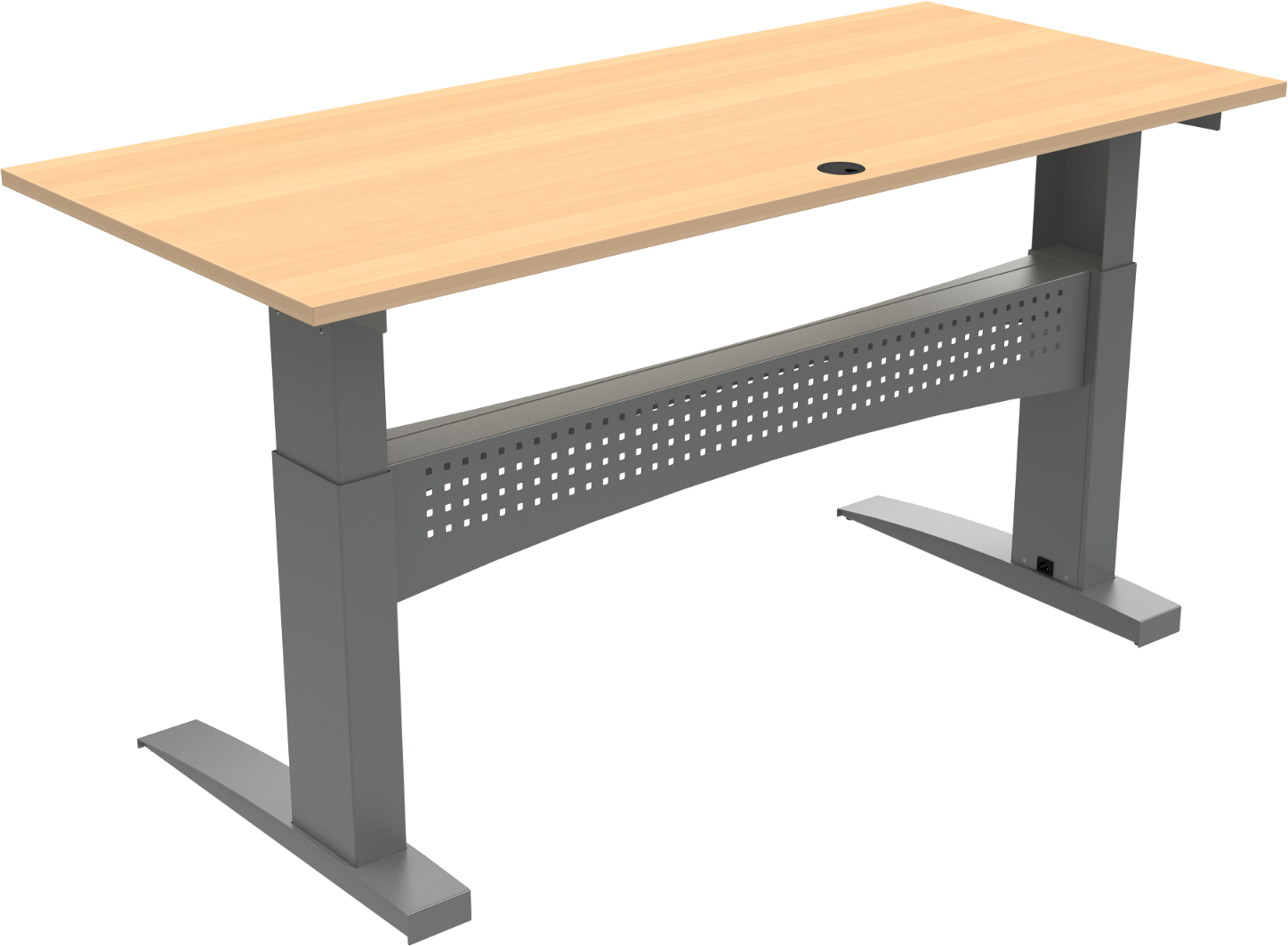 Ergonomisk Hæve-Sænkebord Zennord Flexdesk i Bøg/Sølv