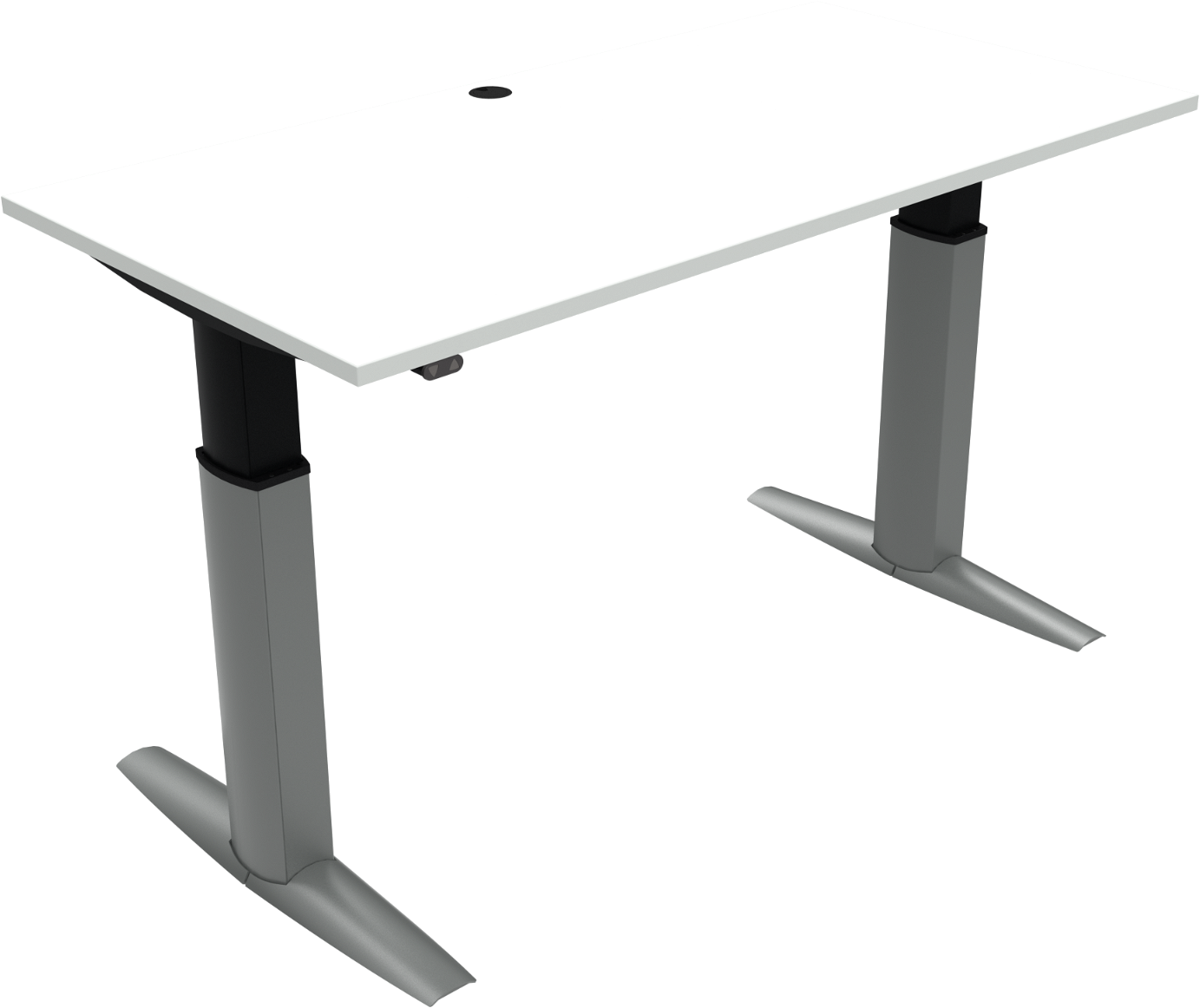 -bens Hæve- Sænkebord Zennord Elevateline Firkantet Højdejusterbart Skrivebord Hvid Sølv 160x80   68-120