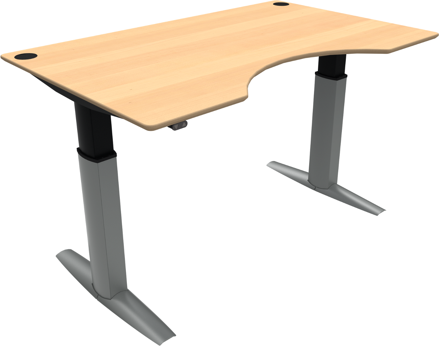 -bens Hæve- Sænkebord Zennord Elevateline Med Centerudskæring L160xb100   Natur Sølv Ergonomisk Skrivebord