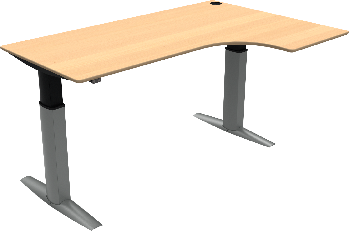 -formet  -bens Hæve- Sænkebord Zennord Elevateline   Sit Stand Bord   Bøg Sølv  Højdejusterbart 68-120    180x120
