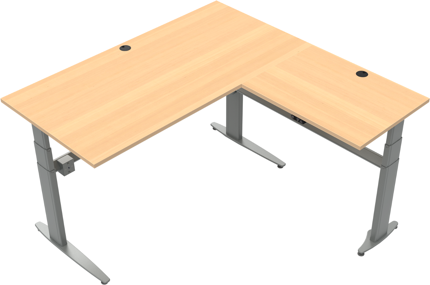Firkantet Tre-bens Hæve- Sænkebord Zennord Movemate Bøgefinish Metalstel Natur Sølv H68-120 160x160